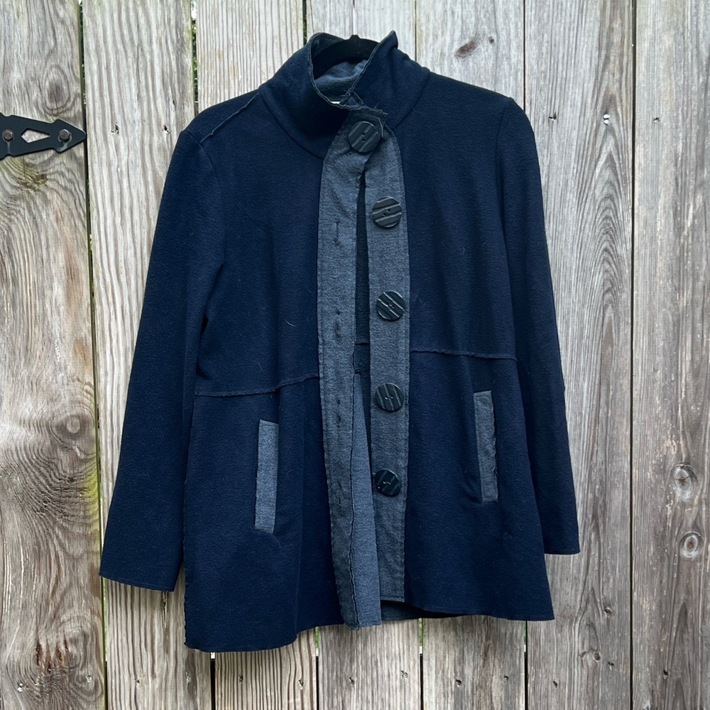 Habitat Cotton Two Tone Jersey Jacket Cardigan Navy Women’s Small